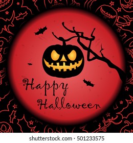 Happy Halloween greeting card. Halloween banner or poster.