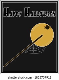 Happy Halloween Greeting Card. Boo. A congratulatory poster. Lollipop. Kawaii picture. Vector graphics. Flat image. Trick-or-treating.