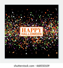 Happy Halloween greeting card with bright geometric forms.