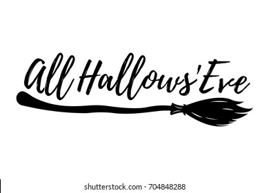 Happy Halloween Greeting Card with Calligraphic Text. Halloween Poster and Banner on White Background. Vector illustration.