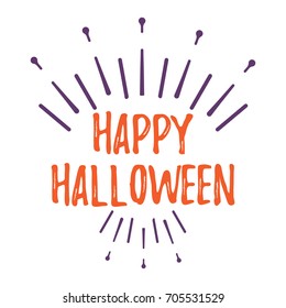 Happy Halloween Greeting Card with Calligraphic Text. Halloween Poster and Banner on White Background. Vector illustration.