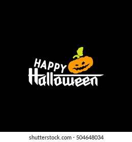 Happy Halloween greeting card Calligraphy. Halloween poster  orbanner . Handmade vector lettering.  text on Black
 