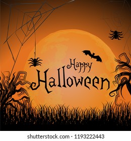 Happy halloween greeting card with cool background.