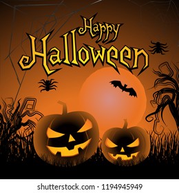 Happy halloween greeting card with cool background.