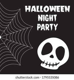 Happy Halloween greeting card with cute  face. Holidays cartoon character vector.