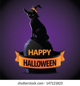 Happy Halloween greeting card design. EPS 10 vector, grouped for easy editing. No open shapes or paths.