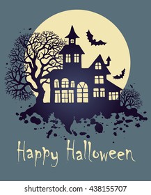 Happy Halloween greeting card, design background. Vector illustration.