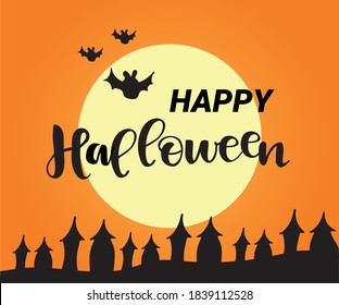 Happy Halloween Greeting Card, Hand Drawn Vector Illustration, Invitation, Template, Bage, Logo, Icon.