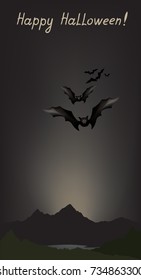 Happy halloween greeting card. Holiday landscape background