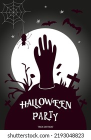 Happy Halloween . Greeting card, invitation card for a party or sale. Autumn Holiday. Flat vector illustration in dark colors