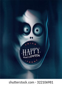 Happy Halloween, greeting card with monster, eps 10