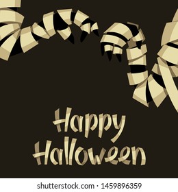 Happy Halloween greeting card with mummy. Illustration or background for holiday and party.