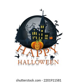 Happy Halloween greeting card on pastel pink background. Creative vector background minimal concept.