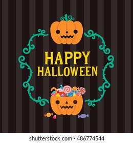 Happy Halloween Greeting Card, Poster, Party Invitation, Vector Illustration.