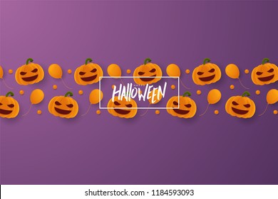 Happy halloween greeting card with pumpkin, lettering concept design