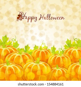 Happy Halloween greeting card with pumpkins