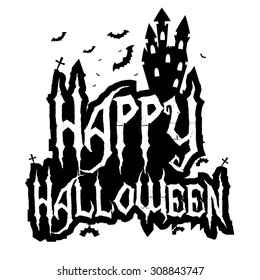 Happy Halloween Greeting card sillhouette