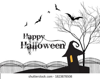 Happy Halloween greeting card with spooky theme