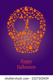 Happy Halloween greeting card template. October spooky holiday vector postcard layout