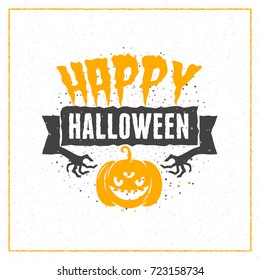 Happy Halloween greeting card. Typography design elements for greeting card or party flyer. Vector illustration