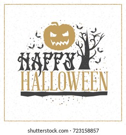 Happy Halloween greeting card. Typography design elements for greeting card or party flyer. Vector illustration