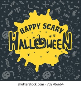 Happy Halloween greeting card. Typography design elements for greeting card or party flyer. Vector illustration