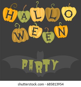Happy halloween greeting card vector illustration party invitation design with spooky emblem.