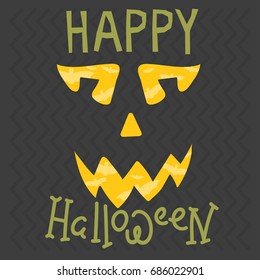 Happy halloween greeting card vector illustration party invitation design with spooky emblem.