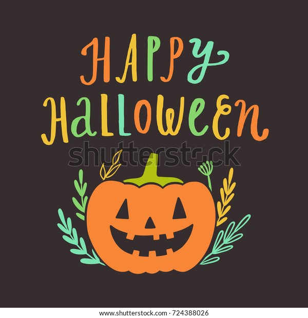 Happy Halloween Greeting Card Vector Hand Stock Vector Royalty Free