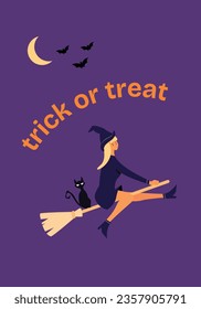 Happy Halloween greeting cards. Halloween quotes. Vector illustration cartoon flat style.