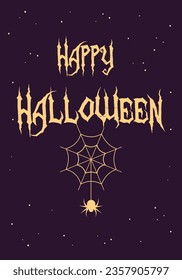 Happy Halloween greeting cards. Halloween quotes. Vector illustration cartoon flat style.