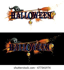 Happy Halloween greeting inscription with luminous design