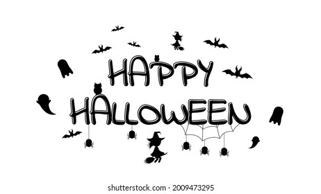 Happy Halloween Greeting Lettering Background. Vector Design Banner Party Invitation Web Poster Flyer Stylish Brochure, Greeting Card Template