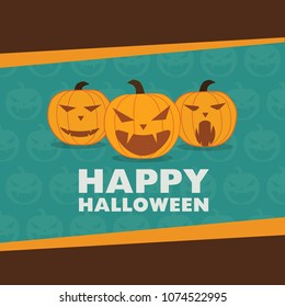 Happy Halloween Greeting Pumpkins Expression
