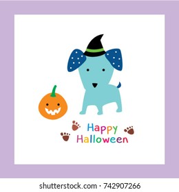 happy halloween greeting with puppy graphic