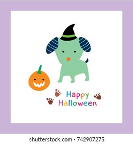 happy halloween greeting with puppy graphic