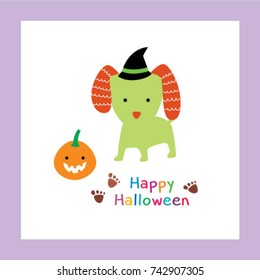 happy halloween greeting with puppy graphic
