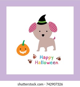 happy halloween greeting with puppy graphic