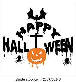 Happy Halloween greeting Text Banner, Vector on white background