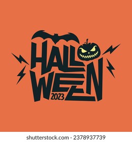 Happy Halloween greeting typography lettering