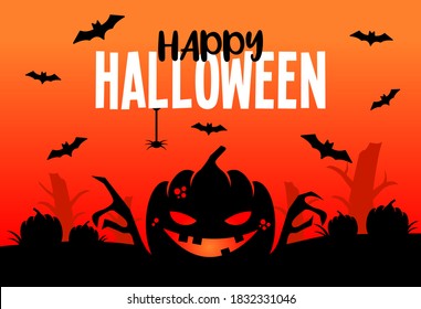 happy halloween greeting vector illustration.