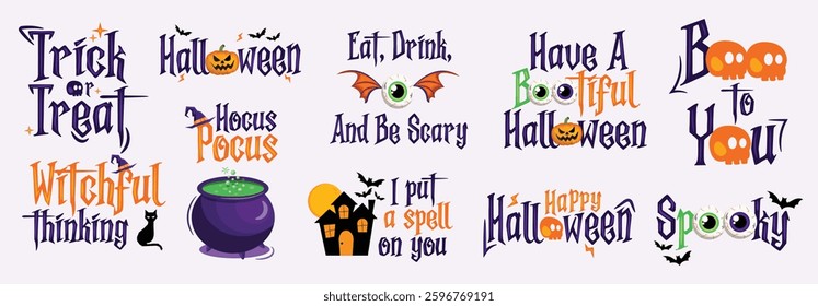 Happy halloween greeting vector set