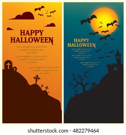 Happy halloween greeting vector theme set
