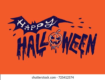 Happy Halloween Greetings Hand Lettering With Grunge Textures Easy to Remove
