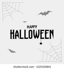 Happy halloween greetings with spider web frame and flying bats