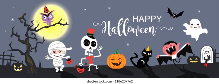 Happy Halloween greetings template vector. Vector illustration.