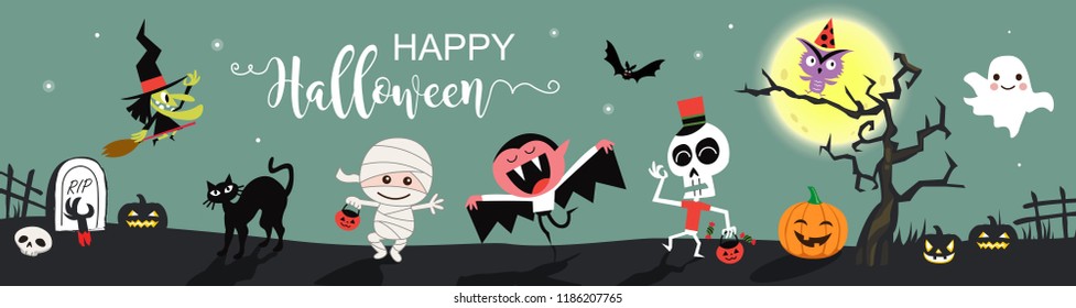 Happy Halloween greetings template vector. Vector illustration.