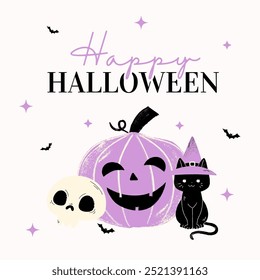 Happy Halloween greetings template vector. Vector illustration.