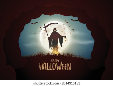 Feliz Halloween con Grim ripper en luna llena.