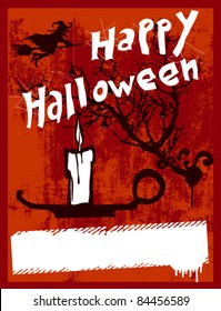 happy halloween grunge poster with candle